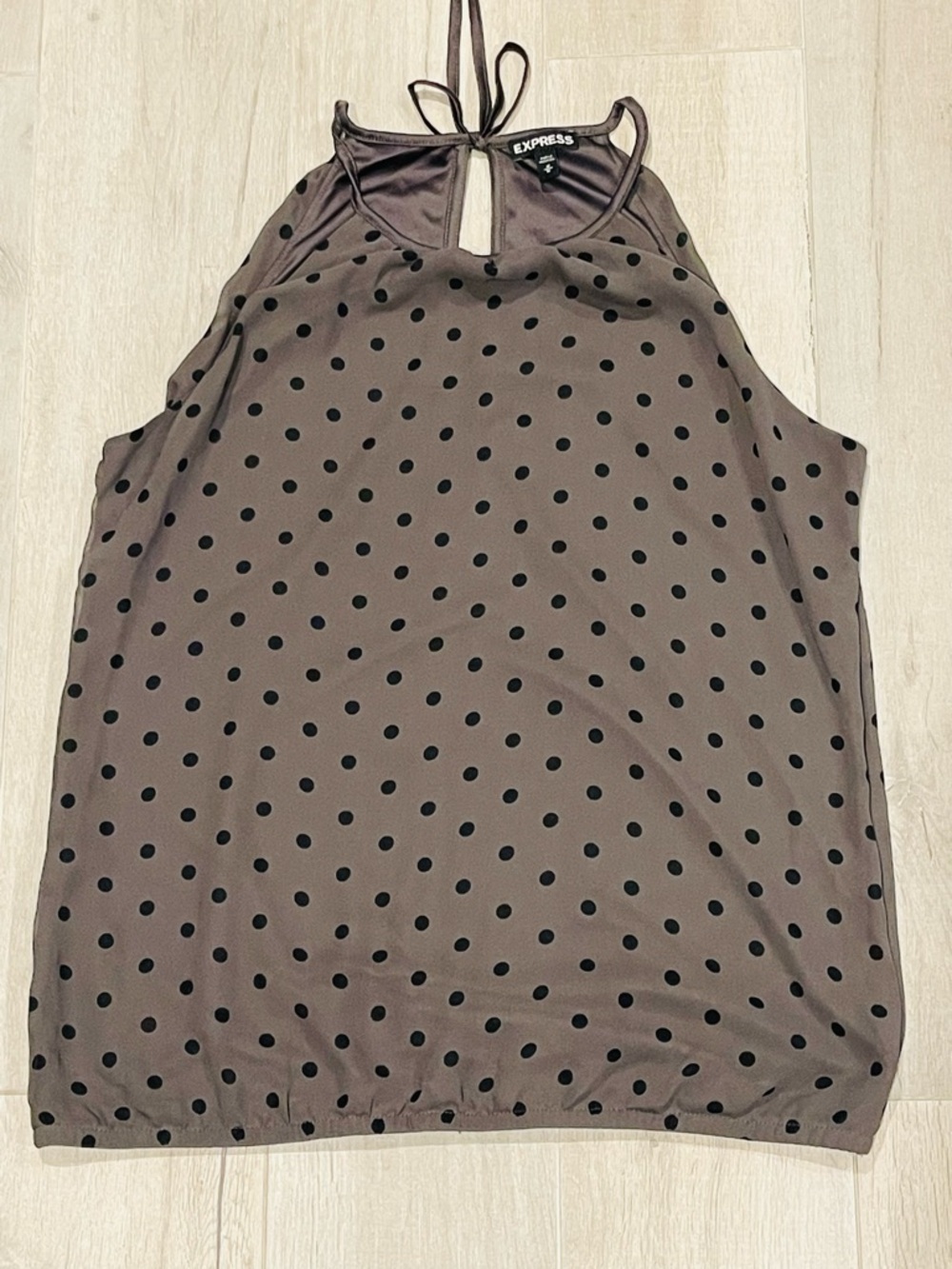 EXPRESS Brown Polka Dot Halter Top Size M Flowy Blouse